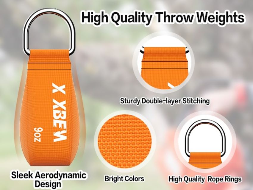 Outdoor climbing throw line kit by XBEN showing rope and weights