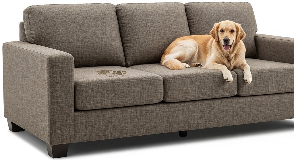 Close-up of durable upholstery fabric weave texture