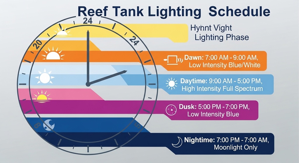 reef tank lighting schedule diagram for coral photoperiod