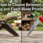 A side-by-side comparison of a folding pruning saw and a fixed-blade pruning saw.