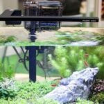 Small nano aquarium with compact internal filter running smoothly
