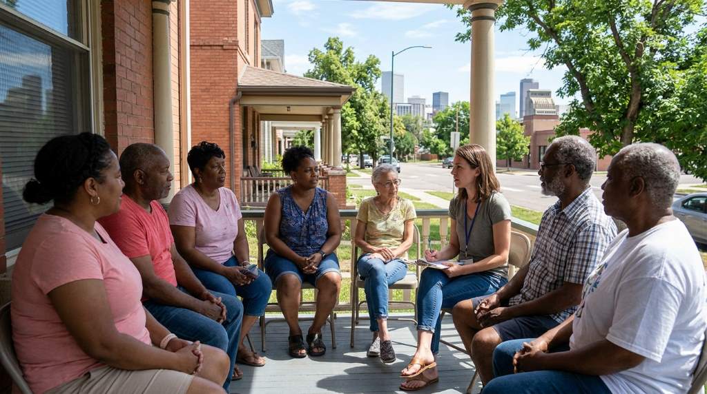 Community volunteers working together in a Denver neighborhood project