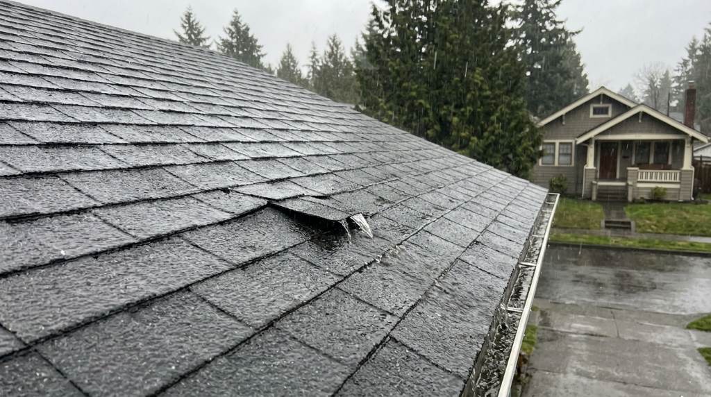 Sloped roof leaking during heavy Seattle rainfall